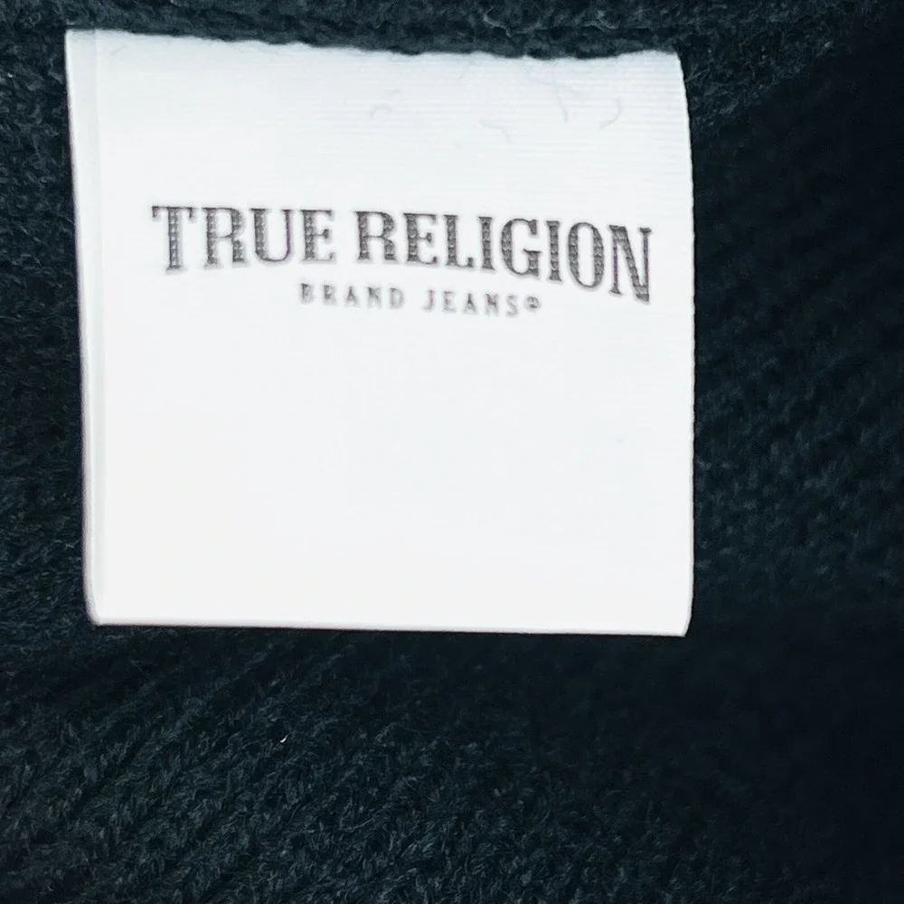 NWT True Religion Kids Hat & Gloves 2-Pieces Set Black Grey Logo‎ Front One Size